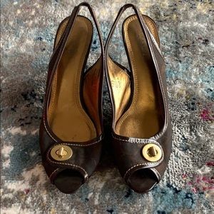 COACH Brook Brown Slingback Heels Size 7 1/2